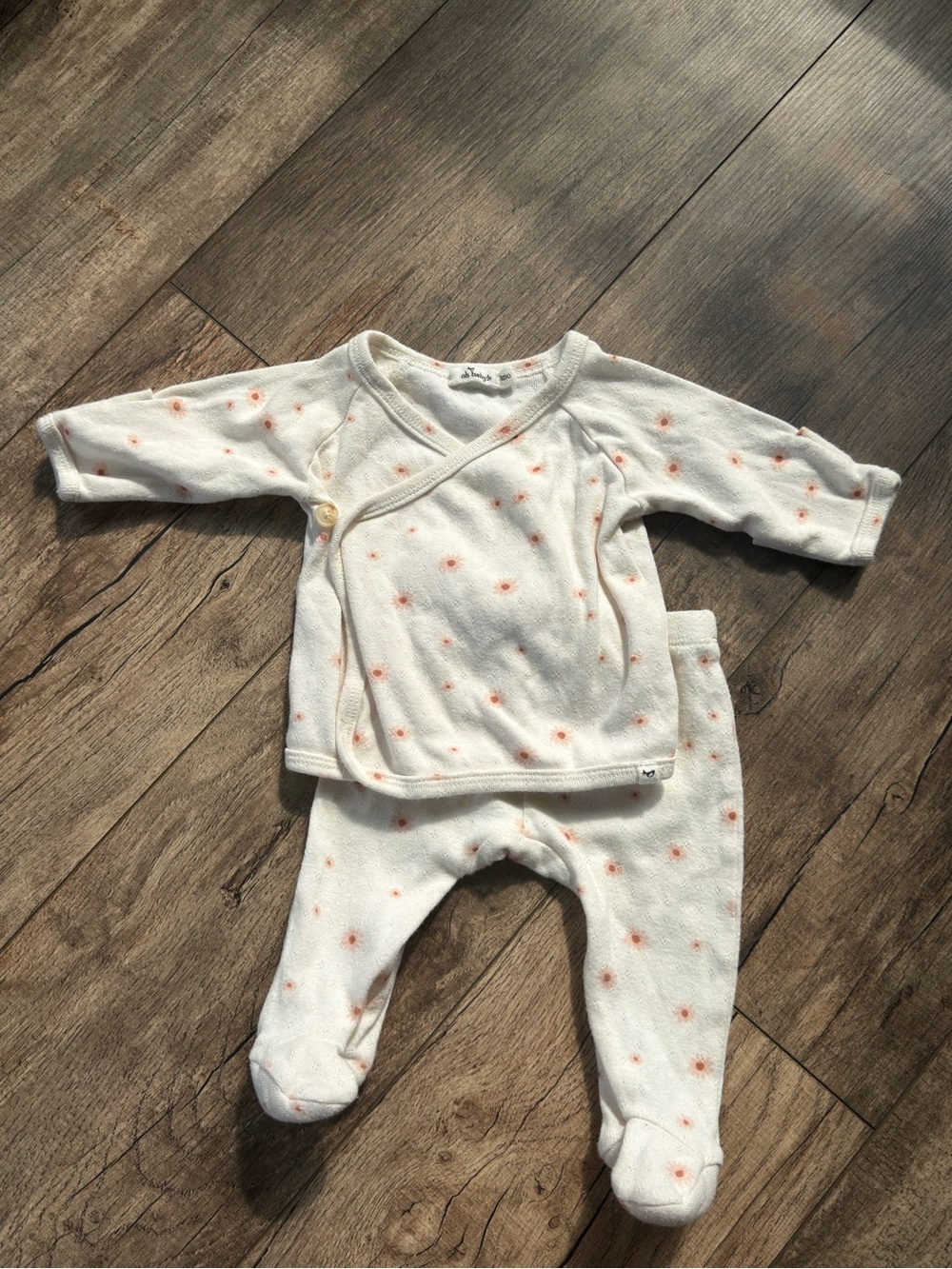 Oh Baby! 3mo | Kimono Set Baby Floral Footed Pajama Set white and Pink - Picture 2 of 7
